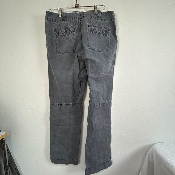 Sundance Womens Gray Linen Blend Lace-Trim Capri Cargo Pants Size 12 Convertible - Picture 2 of 10